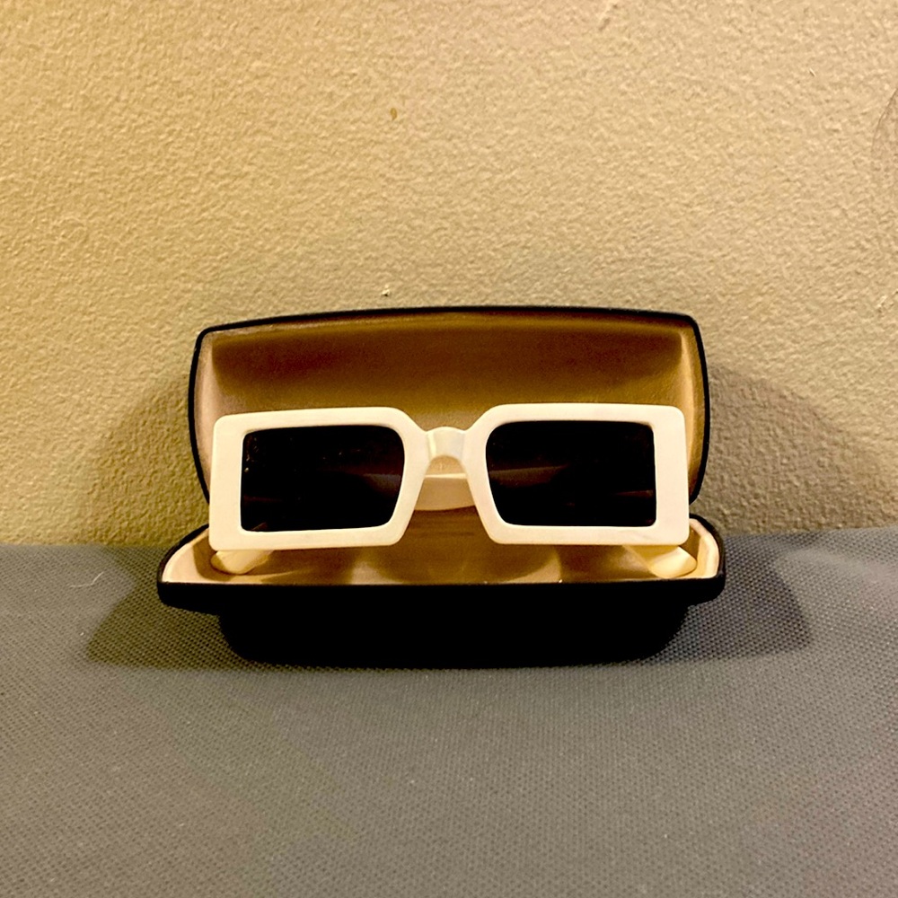 White rectangular sunglasses